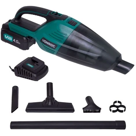VONROC Aspirador De Mano - VPower 20V - Depósito De 0,5L - Juego Completo Incl. 1x Batería De 4,0Ah, Cargador, 3 Boquillas Y Tubo De Extensión 1 VONROC Aspirador De Mano - VPower 20V - Depósito De 0,5L - Juego Completo Incl. 1x Batería De 4,0Ah, Cargador, 3 Boquillas Y Tubo De Extensión