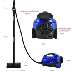 COSTWAY Limpiadora A Vapor Con 19 Accesorios, 1,5 L,2000 W Y Cierre De Seguridad Para Niños Para Alfombra Piso Ventana Automático (Azul) -Hogar Limpieza Tienda 38745713 3