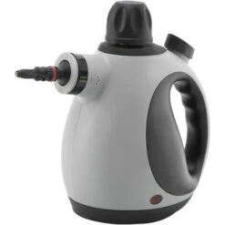 HOMCOM Limpiador A Vapor De Mano 1050W Vaporeta De Limpieza 3,2 Bares De Presión Con Tanque De 350 Ml Y 9 Accesorios Multiuso Para Asientos Coche 30x15x21 Cm