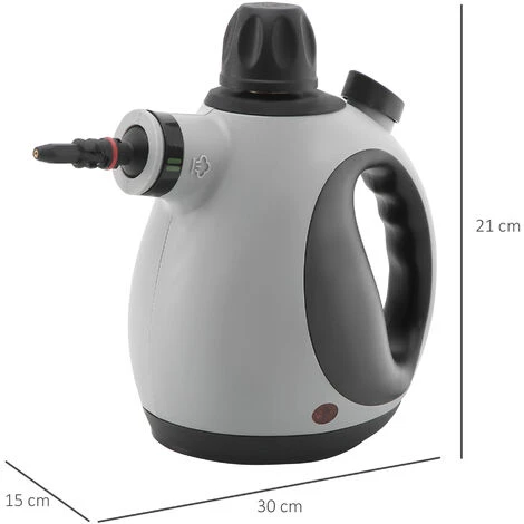 HOMCOM Limpiador A Vapor De Mano 1050W Vaporeta De Limpieza 3,2 Bares De Presión Con Tanque De 350 Ml Y 9 Accesorios Multiuso Para Asientos Coche 30x15x21 Cm 2 HOMCOM Limpiador A Vapor De Mano 1050W Vaporeta De Limpieza 3,2 Bares De Presión Con Tanque De 350 Ml Y 9 Accesorios Multiuso Para Asientos Coche 30x15x21 Cm - Imagen 2