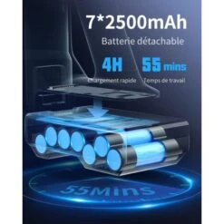 Aspirador Inalámbrico S12, 33 Kpa / 55 Min Aspirador Inalámbrico Potente Ligero, 5 Velocidades Controladas Por Pantalla Táctil, Contenedor De 1,2 L, Cepillo LED Para Pelos De Animales, Tapiz De Cocina, Coche -Hogar Limpieza Tienda 64487728 3