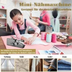Mini Máquina De Coser Portátil - Máquina De Coser Portátil De Mano - Máquina De Coser Eléctrica Portátil Para Adultos - Adecuada Para Telas, Bricolaje, Viajes En El Hogar, Ropa -Hogar Limpieza Tienda 70837386 4