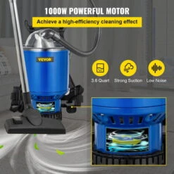VEVOR Aspiradora De Mochila 1000 W Aspiradora De Mochila Comercial 4 L Aspiradora Profesional Portátil 3,26 L/s Aspiradora De Mochila Filtro HEPA Aspiradora De Espalda Con Cable 18 M 33x33x58 Cm -Hogar Limpieza Tienda 78060203 4