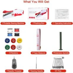 Máquina De Coser De Mano Mini Máquina De Coser Eléctrica Portátil Para Adultos, Fácil De Usar Y Rápida De Coser Adecuada Para Ropa, Telas, Cortinas, Viajes A Casa -Hogar Limpieza Tienda 81288319 5